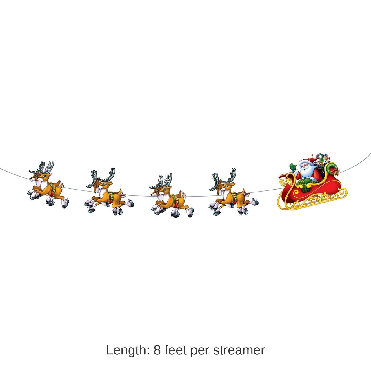 12 Pack Bulk Christmas Santa/Sleigh Streamer