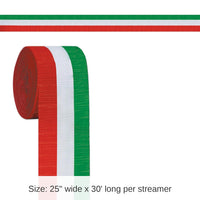 12 Pack Bulk Christmas FR Red - White/Green Crepe Streamer