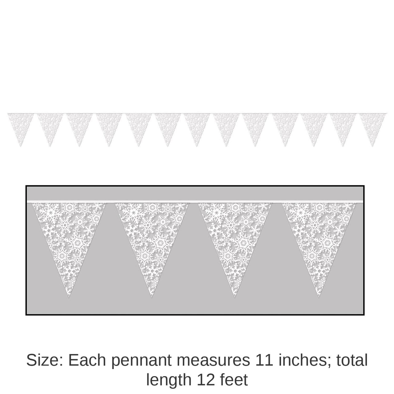 12 Pack Bulk Christmas Snowflake Pennant Banner