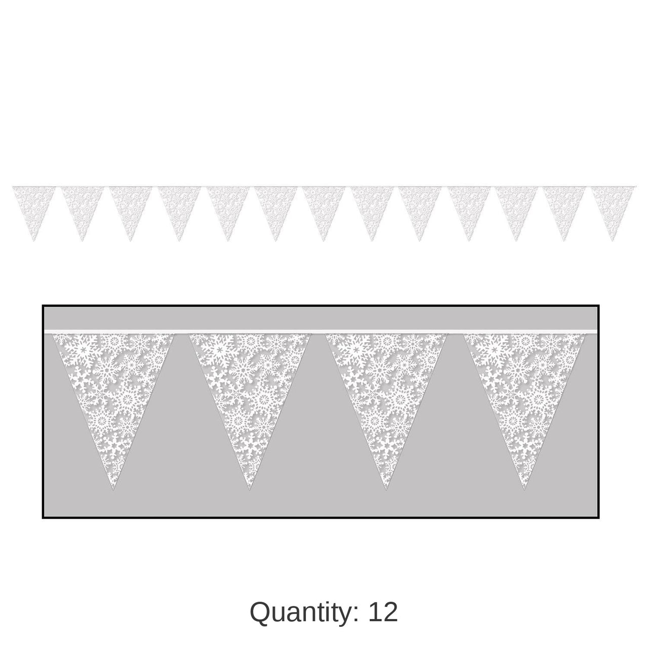 12 Pack Bulk Christmas Snowflake Pennant Banner
