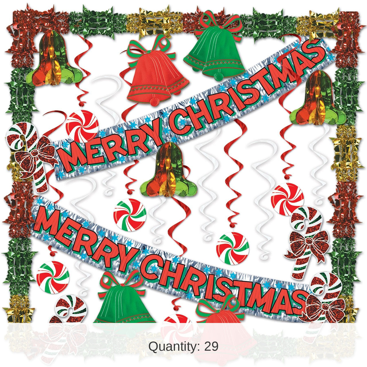 Bulk 29 Piece Merry Christmas Metallic Decorating Kit