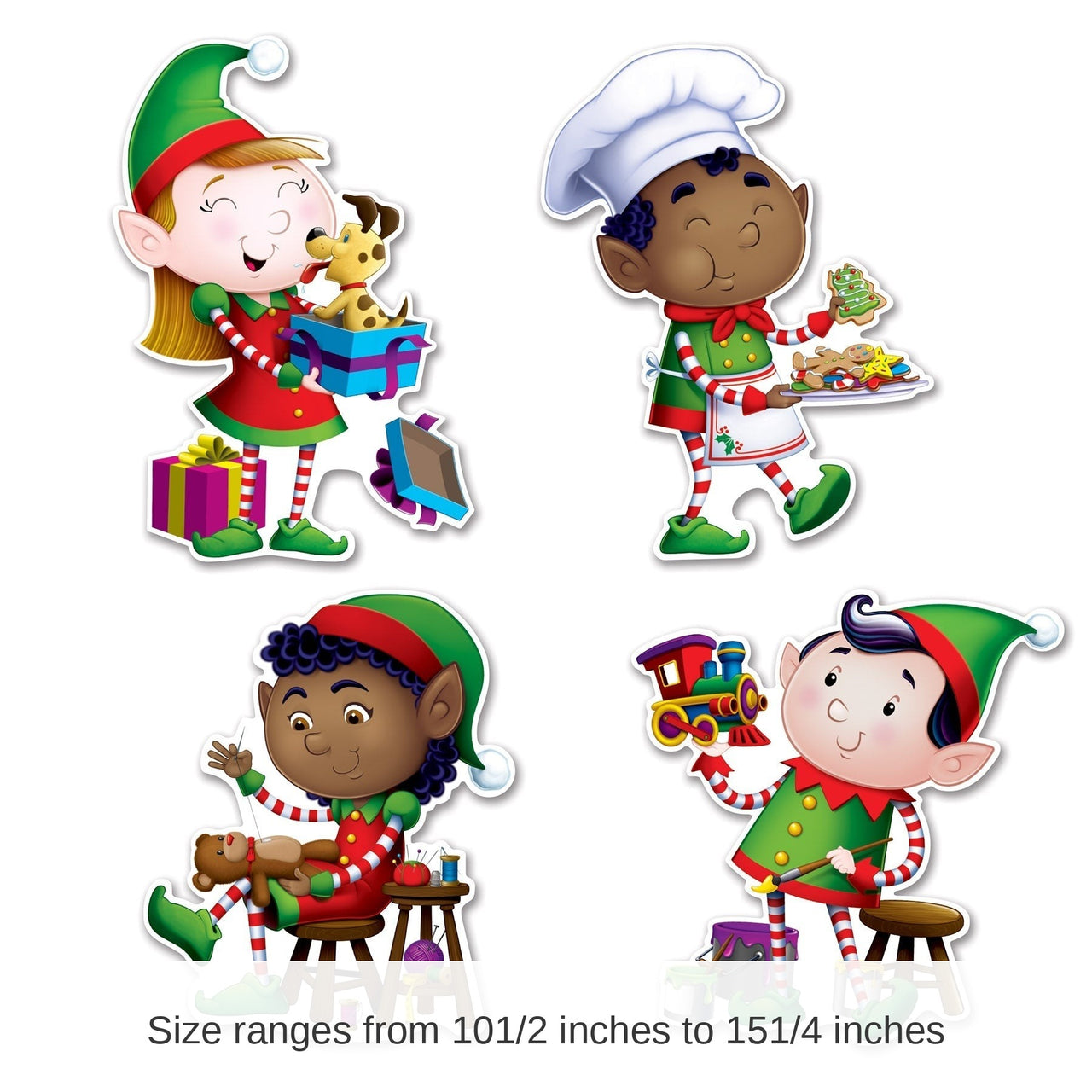 48 Pack Bulk Elves Cutout Decorations