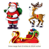 36 Pack Bulk Santa, Sleigh/Reindeer Cutout Decorations