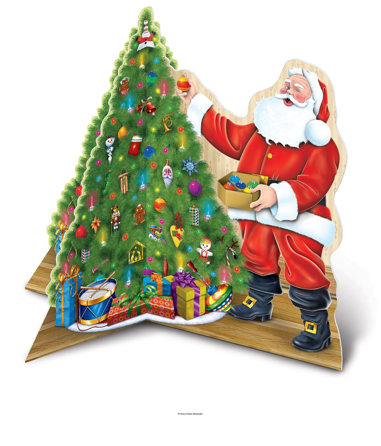 12 Pack Bulk 3-D Santa with Tree Centerpiece