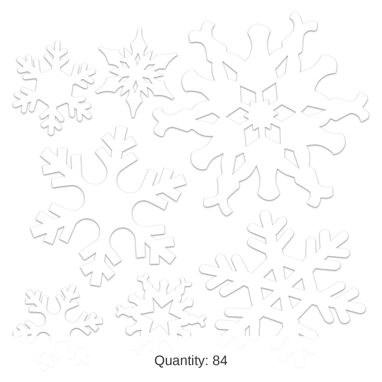 84 Piece Bulk Plastic Die-Cut Snowflakes