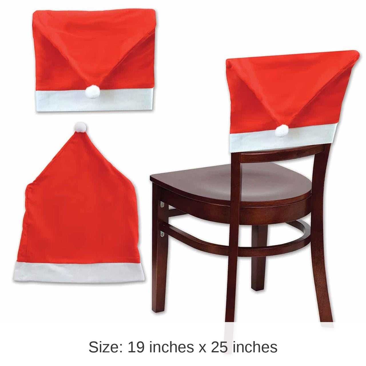 12 Pack Bulk Christmas Santa Hat Chair Cover