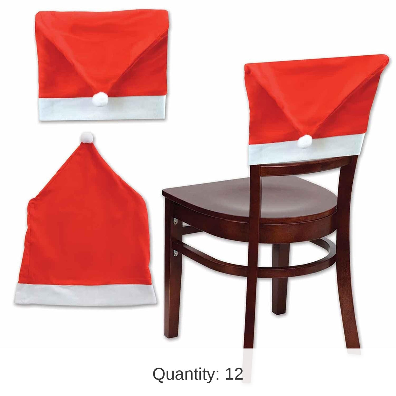 12 Pack Bulk Christmas Santa Hat Chair Cover