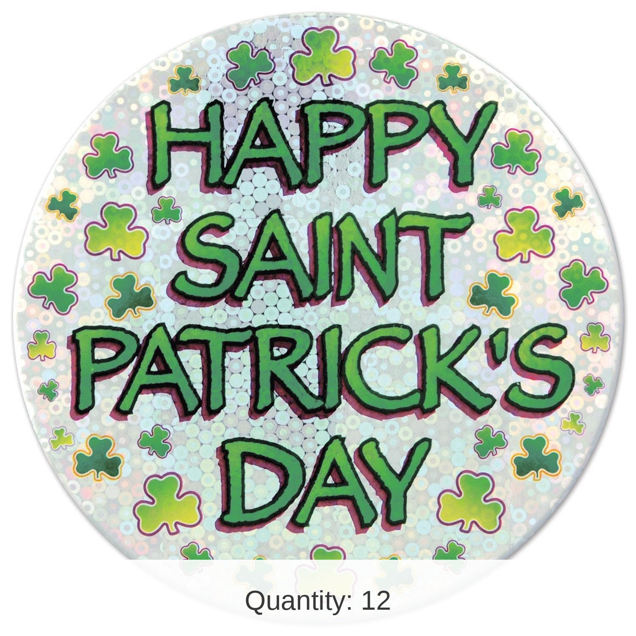12 Pack Bulk Happy St Patrick's Day Button