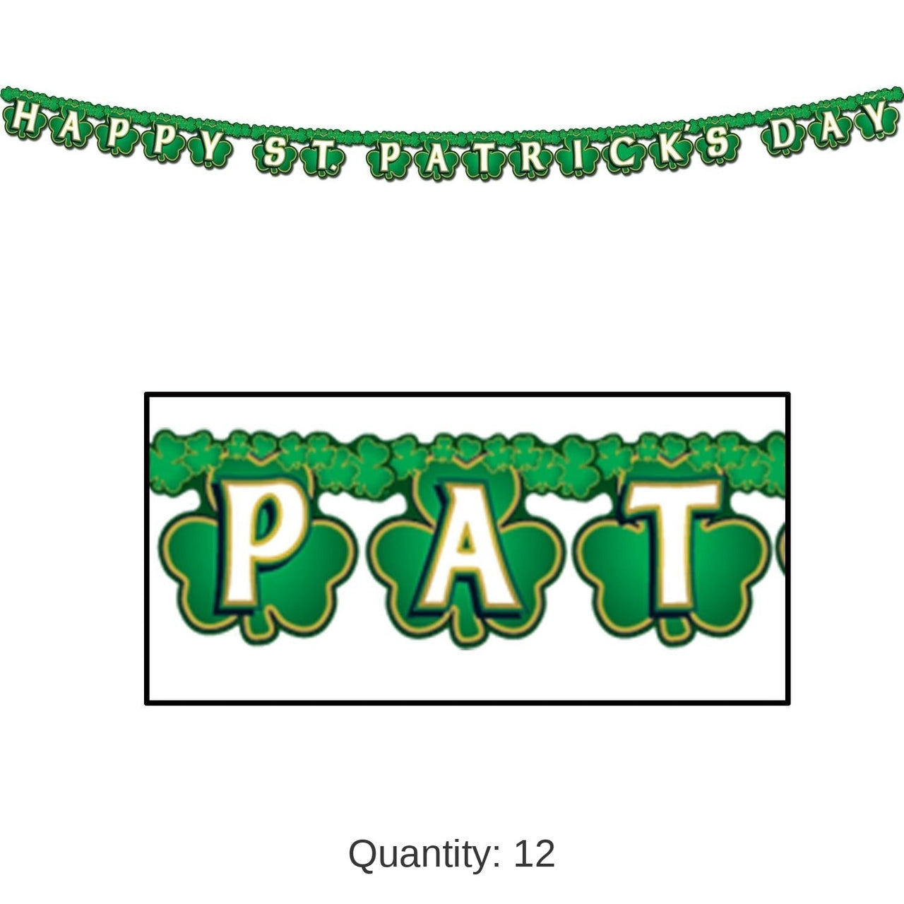 12 Pack Bulk Shamrock Happy St Patrick's Day Streamer