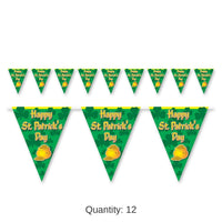 12 Pack Bulk Happy St Patrick's Day Pennant Banner