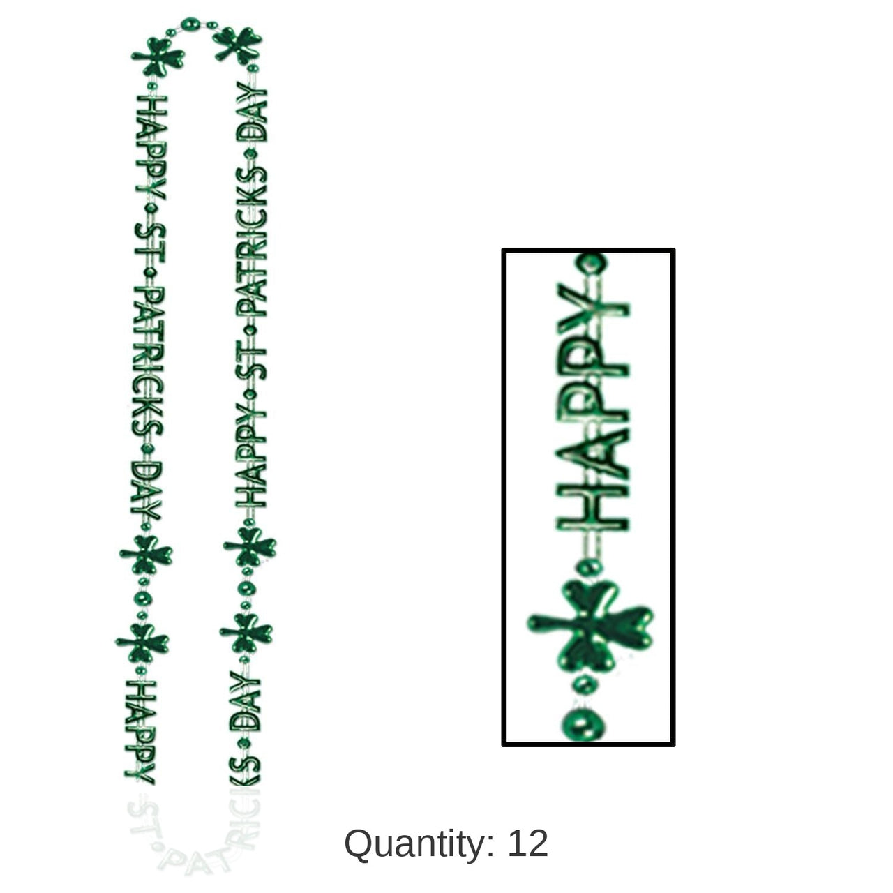 12 Pack Bulk St Patrick's Day Bead Necklace