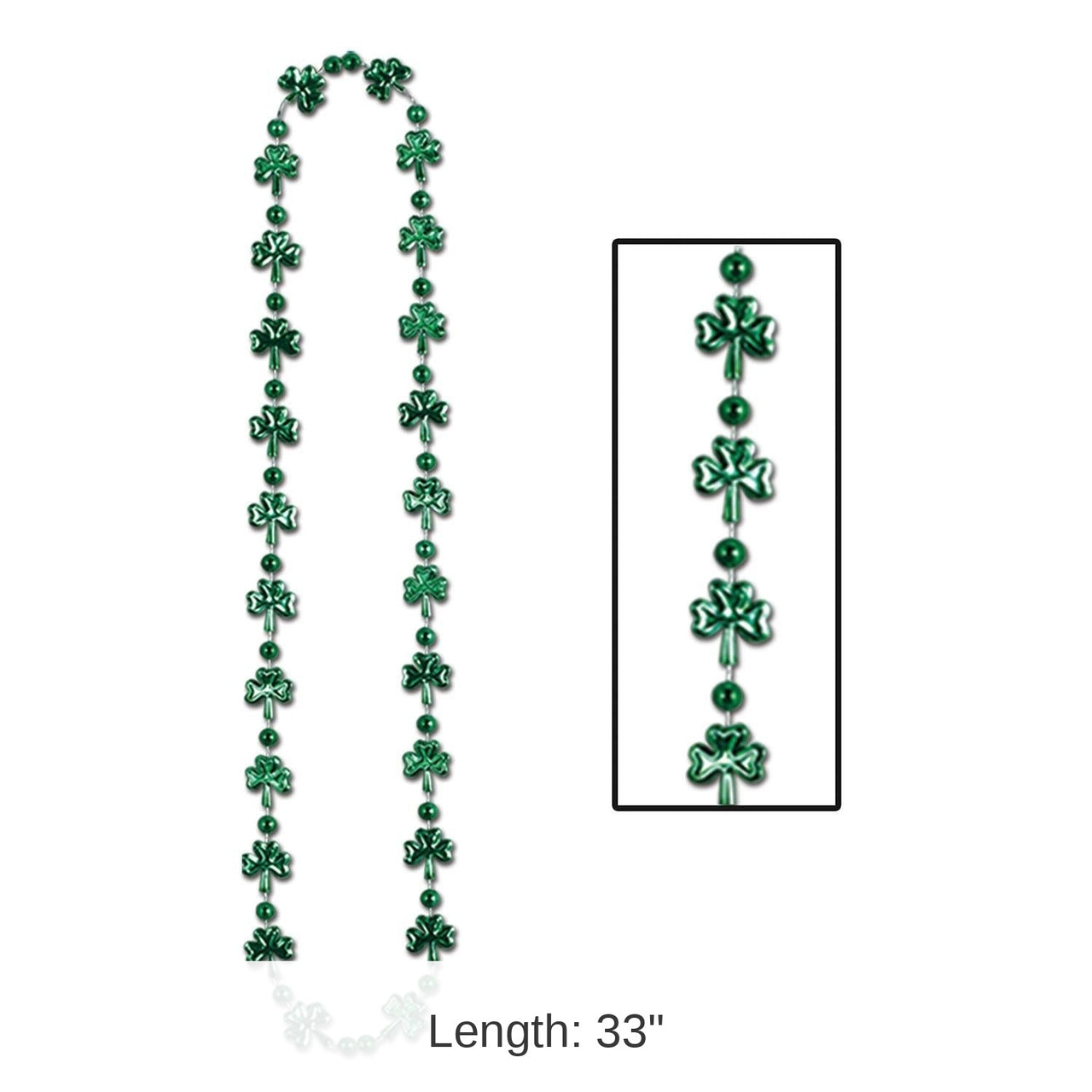 144 Pack Bulk St. Patrick's Day Shamrock Bead Necklaces (144 Bead Necklaces Per Case)