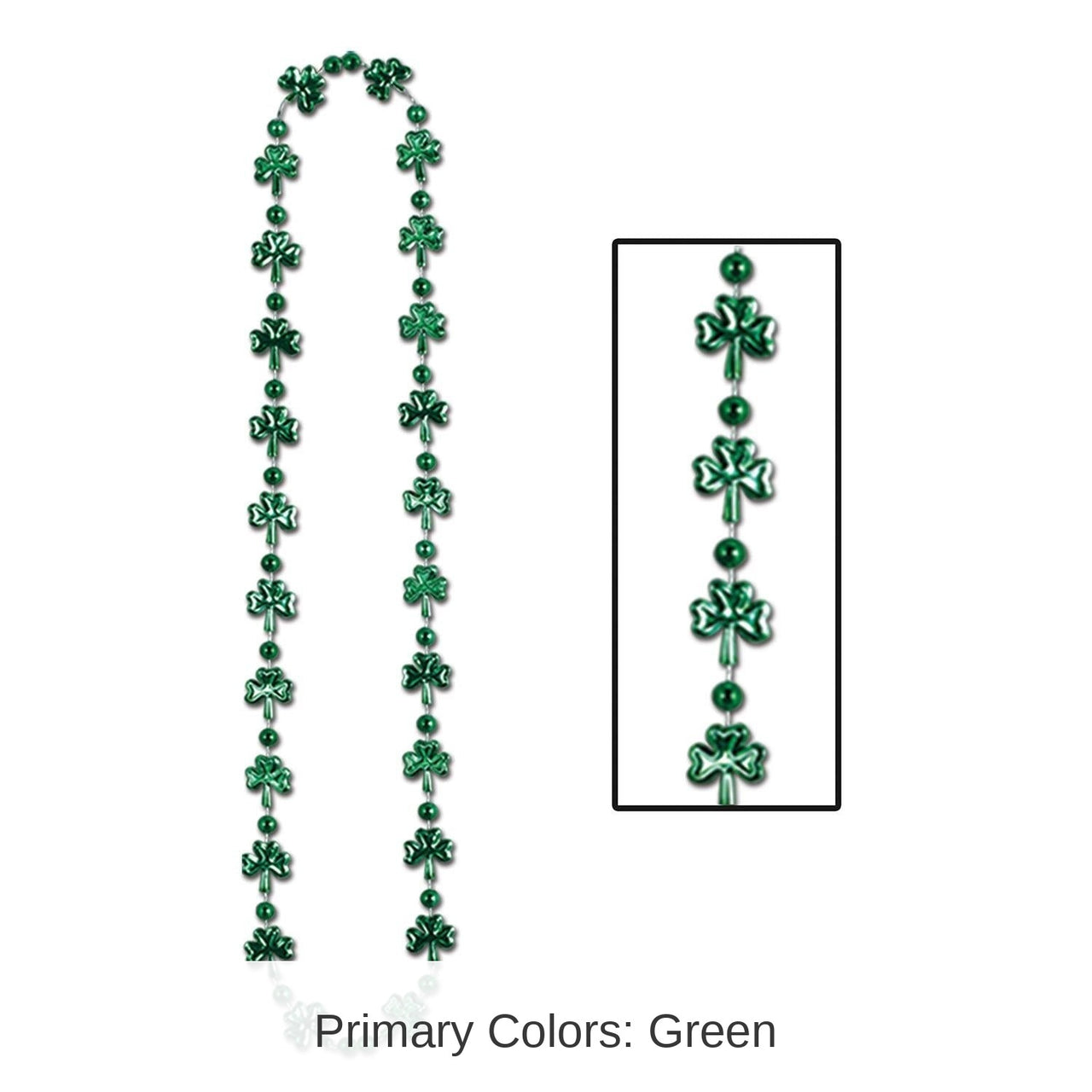 144 Pack Bulk St. Patrick's Day Shamrock Bead Necklaces (144 Bead Necklaces Per Case)