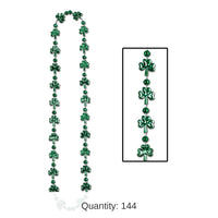 144 Pack Bulk St. Patrick's Day Shamrock Bead Necklaces (144 Bead Necklaces Per Case)