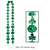 12 Pack Bulk St. Patrick's Day Shamrock Bead Necklaces with Kiss Me Lips