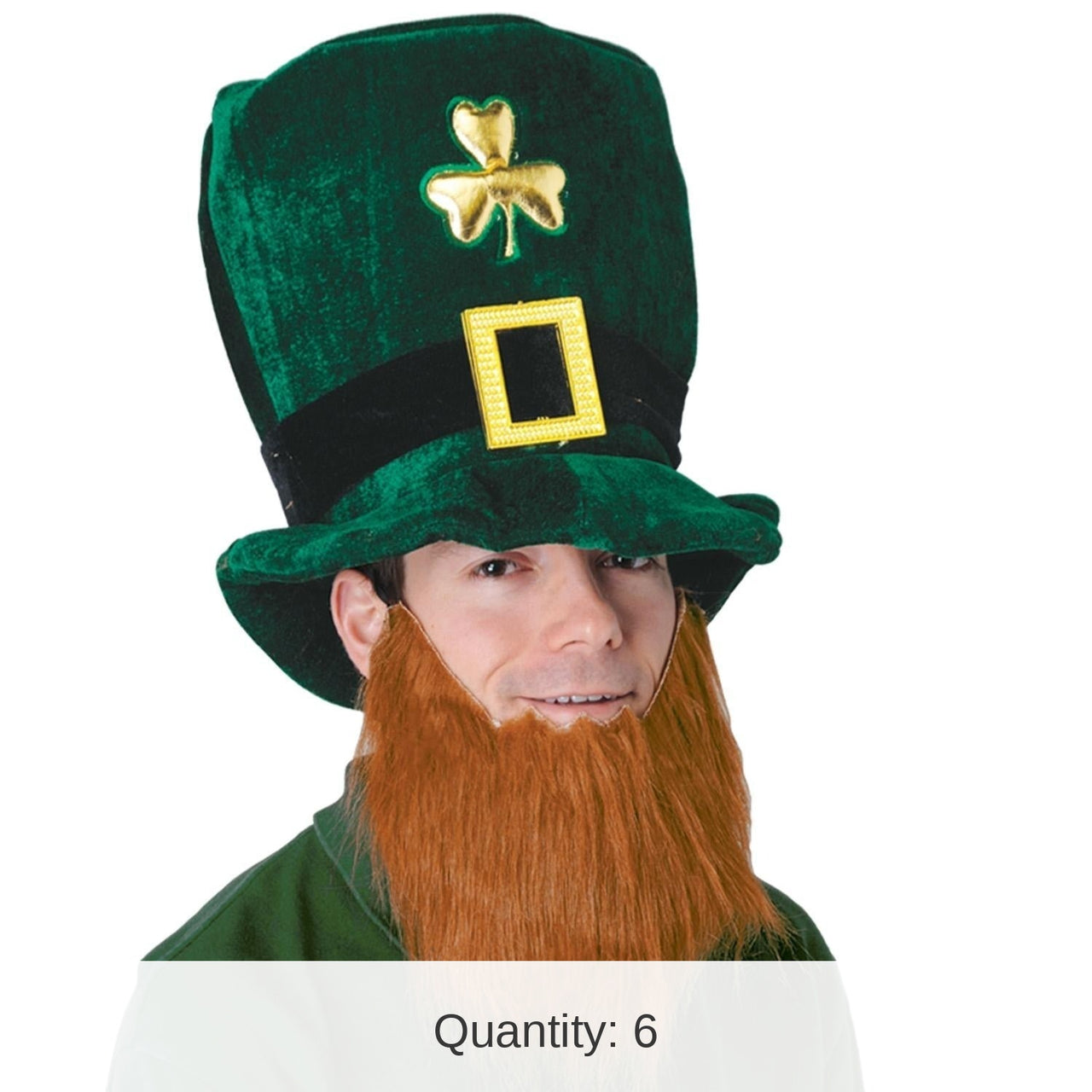 6 Pack Bulk St. Patrick's Day Plush Leprechaun Hat with Beard