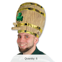 6 Pack Bulk St. Patrick's Day Plush Shamrock Beer Barrel Hat