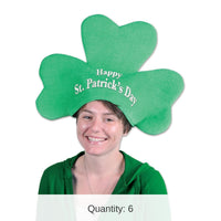 6 Pack Bulk Plush St Patrick's Day Shamrock Hat