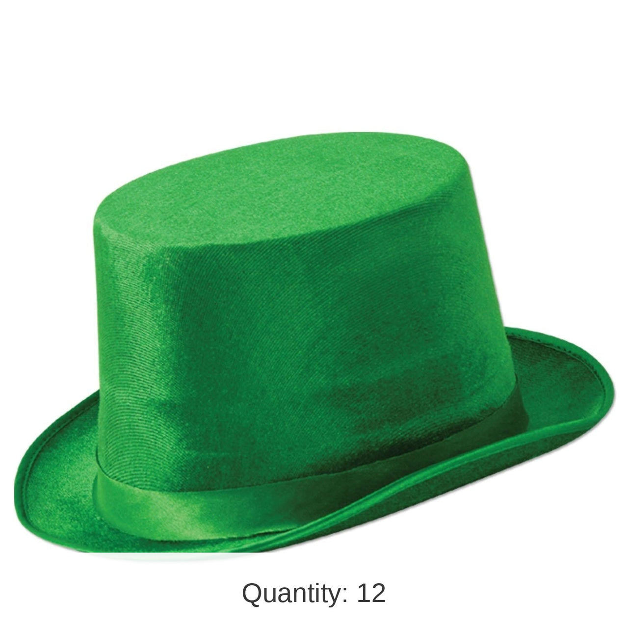 12 Pack Bulk St. Patrick's Day Green Vel-Felt Top Hat