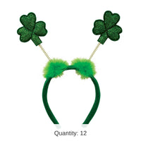 12 Pack Bulk St. Patrick's Day Glittered Shamrock Boppers- Dark Green