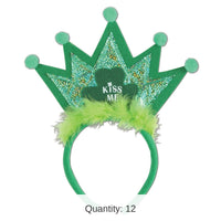 12 Pack Bulk St. Patrick's Day Shamrock Tiara Headband