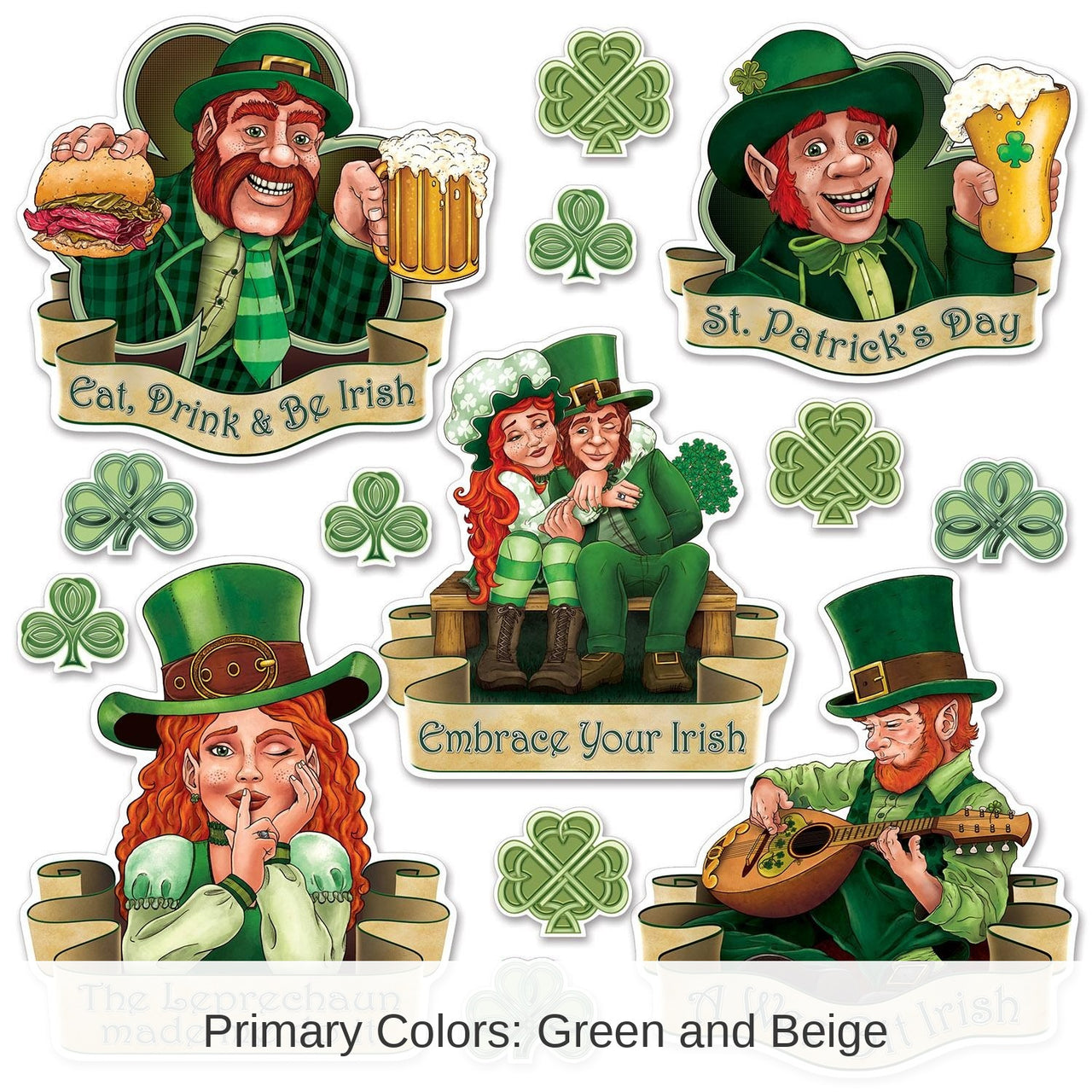 168 Piece Bulk St Patrick's Day Cutouts