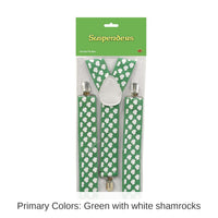 12 Pack Bulk St. Patrick's Day Shamrock Suspenders