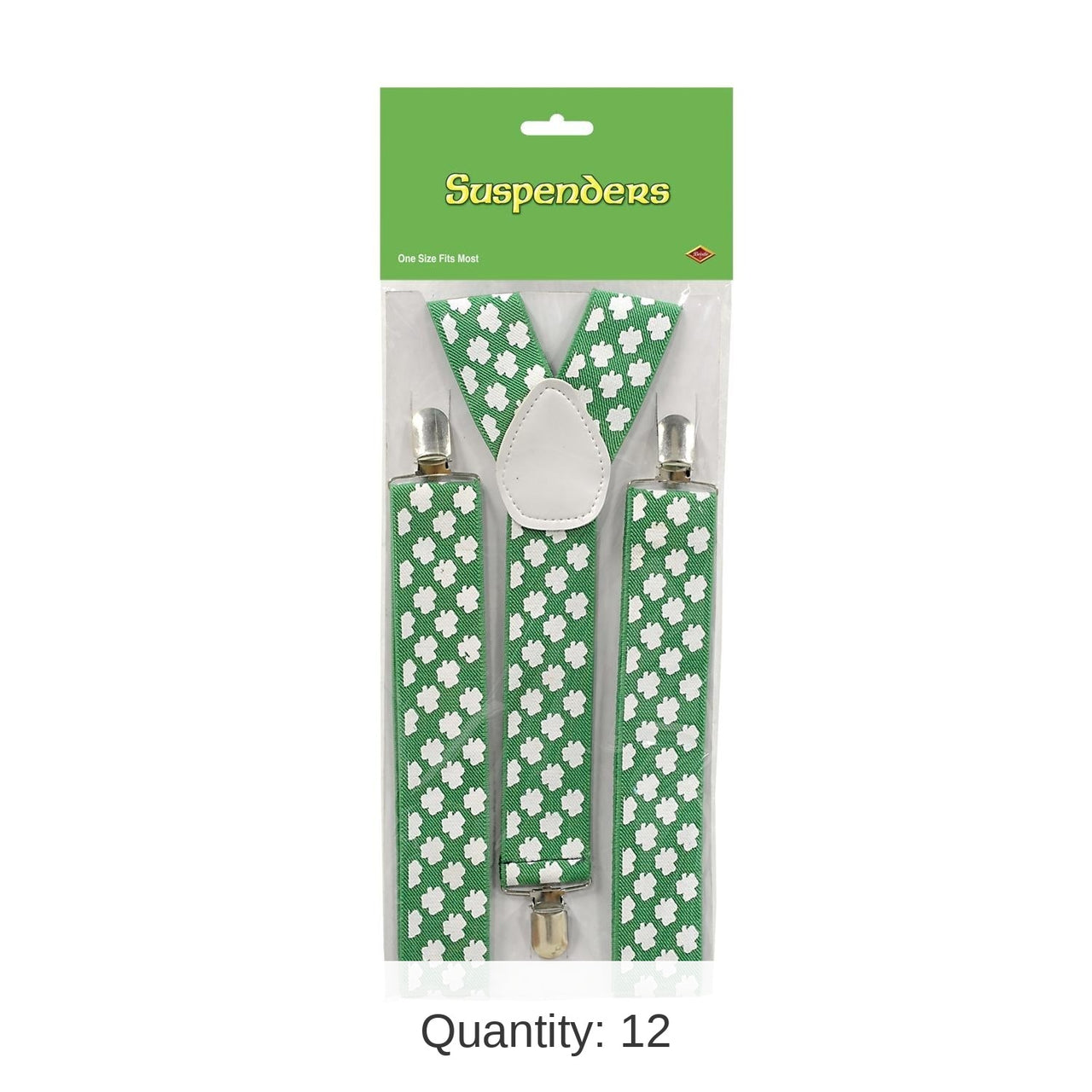 12 Pack Bulk St. Patrick's Day Shamrock Suspenders