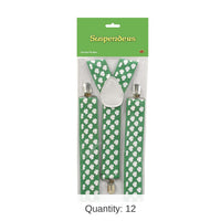 12 Pack Bulk St. Patrick's Day Shamrock Suspenders