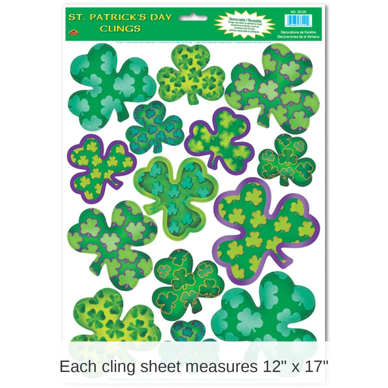 168 Piece Bulk Irish-Mood Shamrock Clings