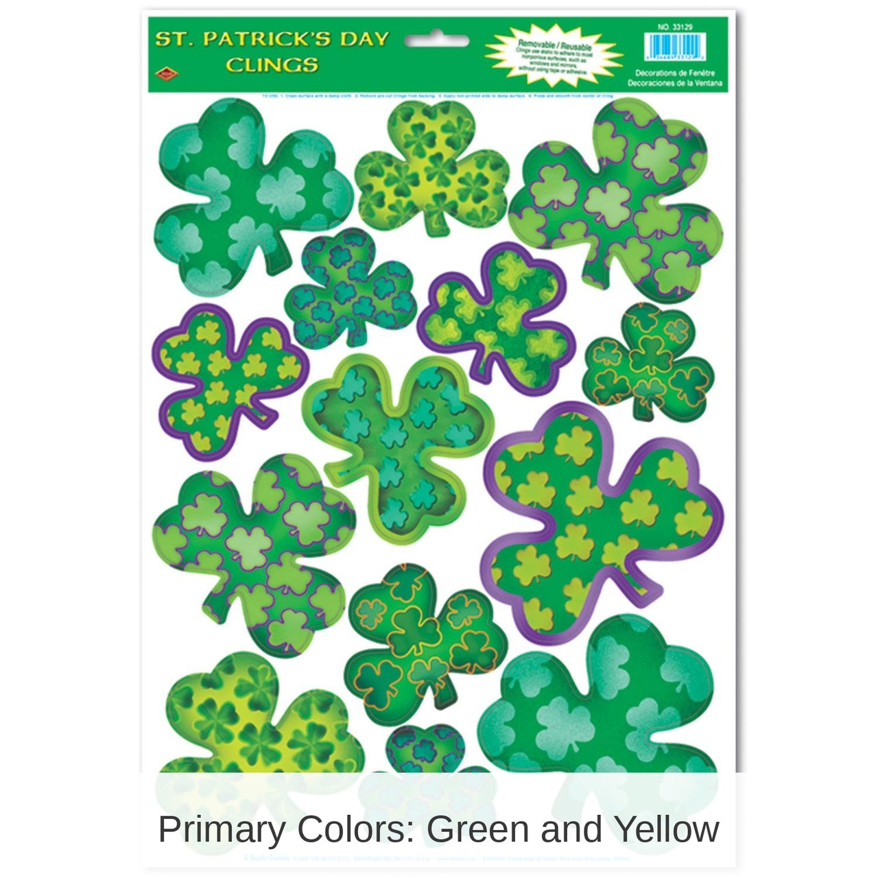 168 Piece Bulk Irish-Mood Shamrock Clings