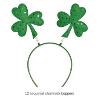 12 Pack Bulk Sequined Shamrock Boppers
