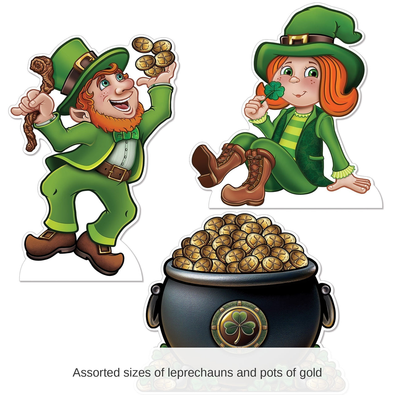 12 Pack Bulk Leprechaun & Pot O' Gold Stand-Ups