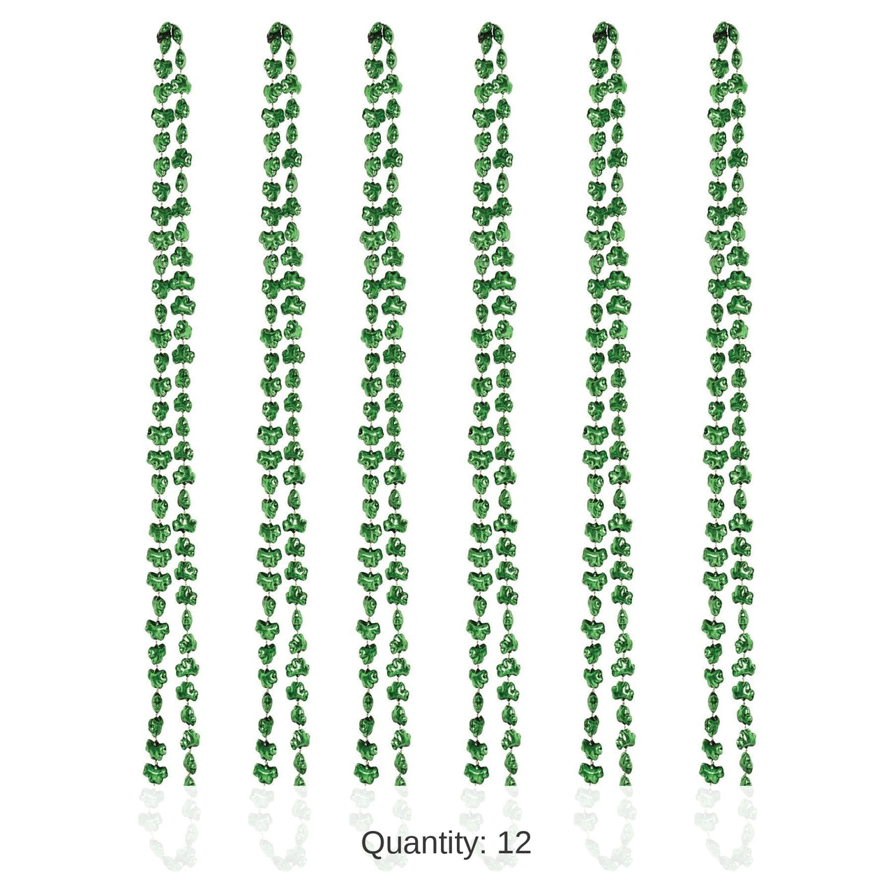 12 Pack Bulk St. Patrick's Day Mini Shamrock Bead Necklaces