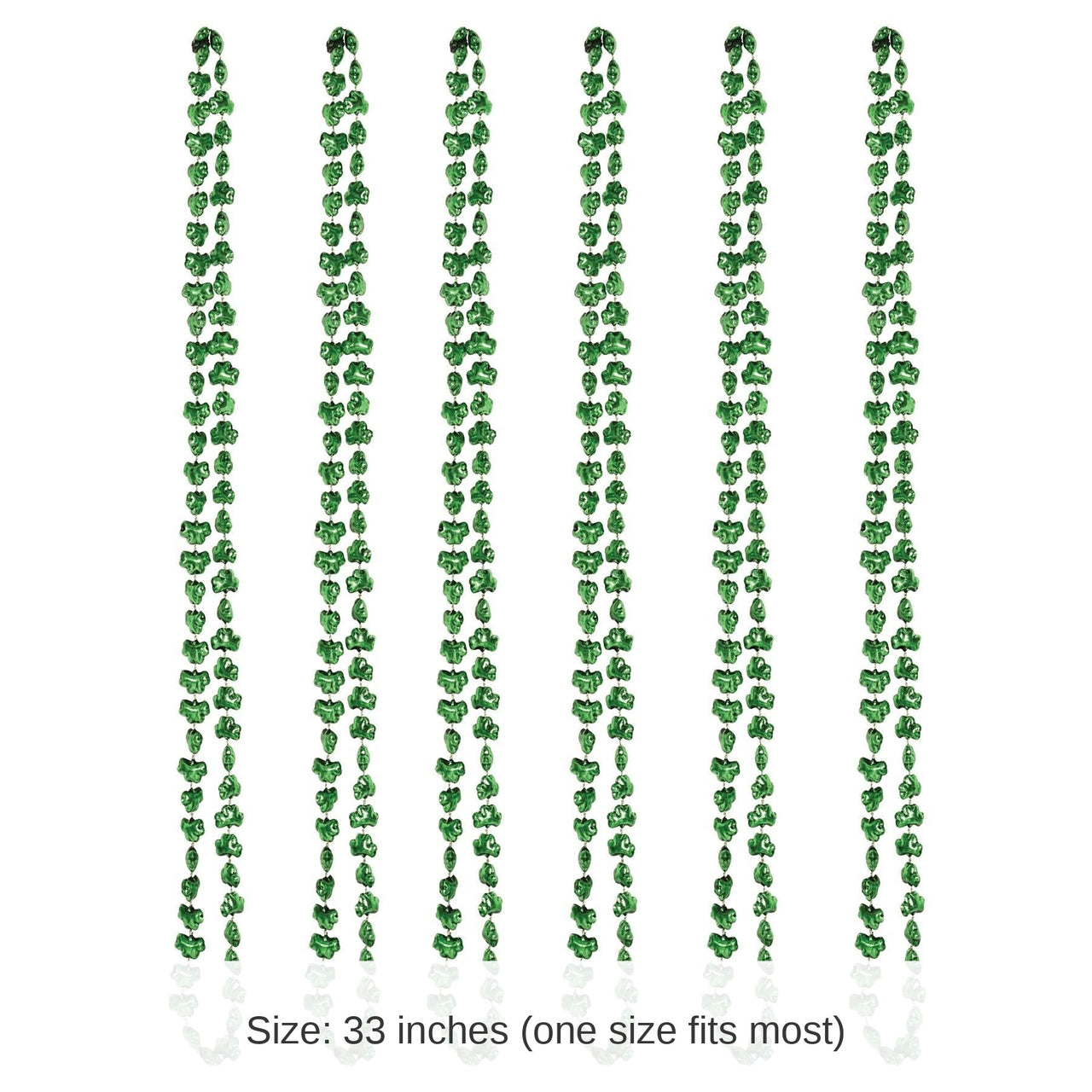 12 Pack Bulk St. Patrick's Day Mini Shamrock Bead Necklaces