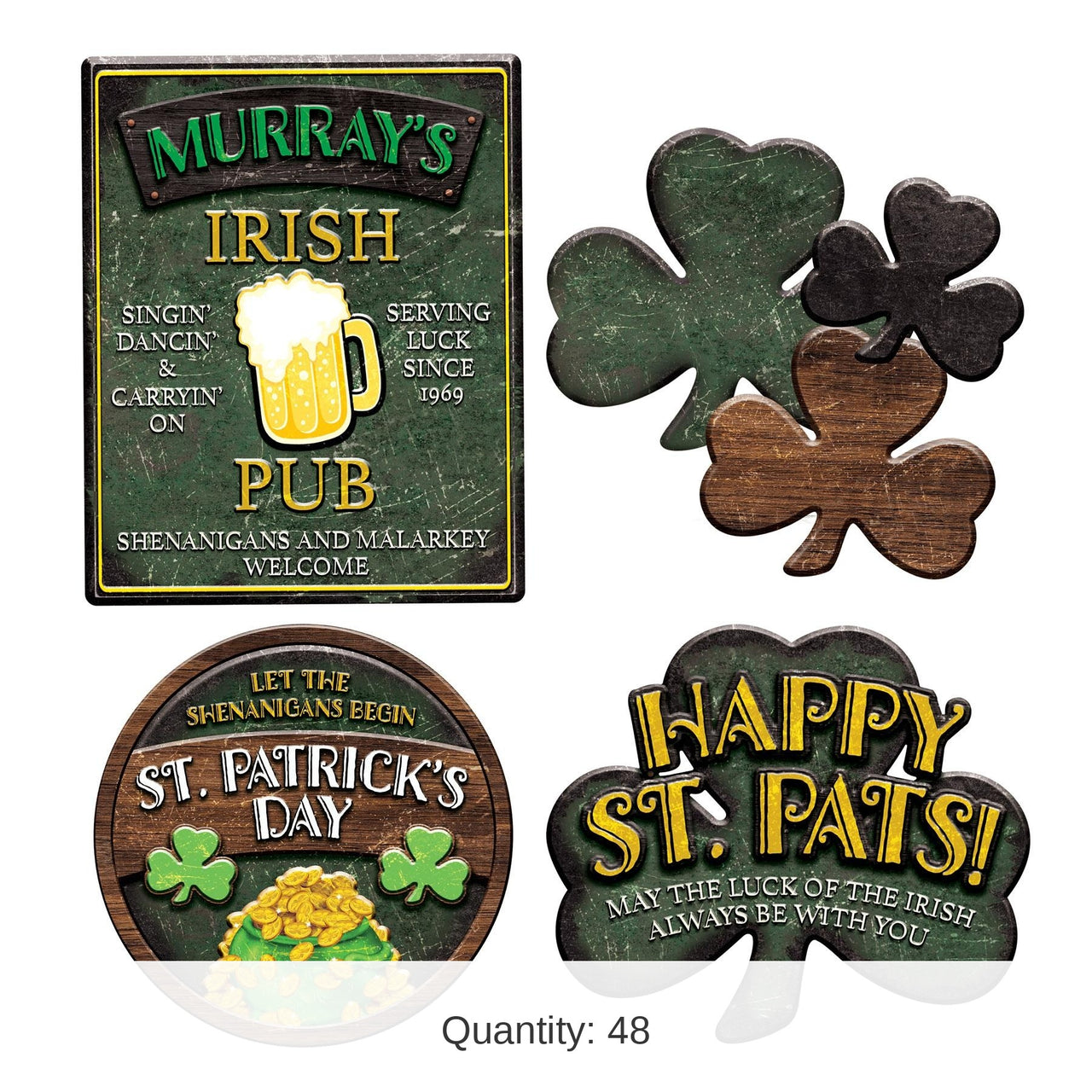 48 Pack Bulk St Patrick's Day Sign Cutouts