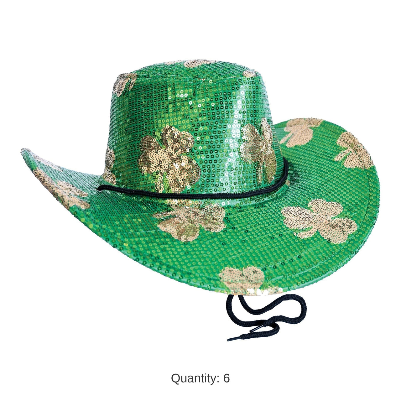 6 Pack Bulk Sequined St. Patrick's Day Cowboy Hat One Size Fits Most