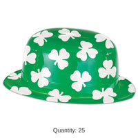 25 Pack Bulk St. Patrick's Day Plastic Shamrock Derby