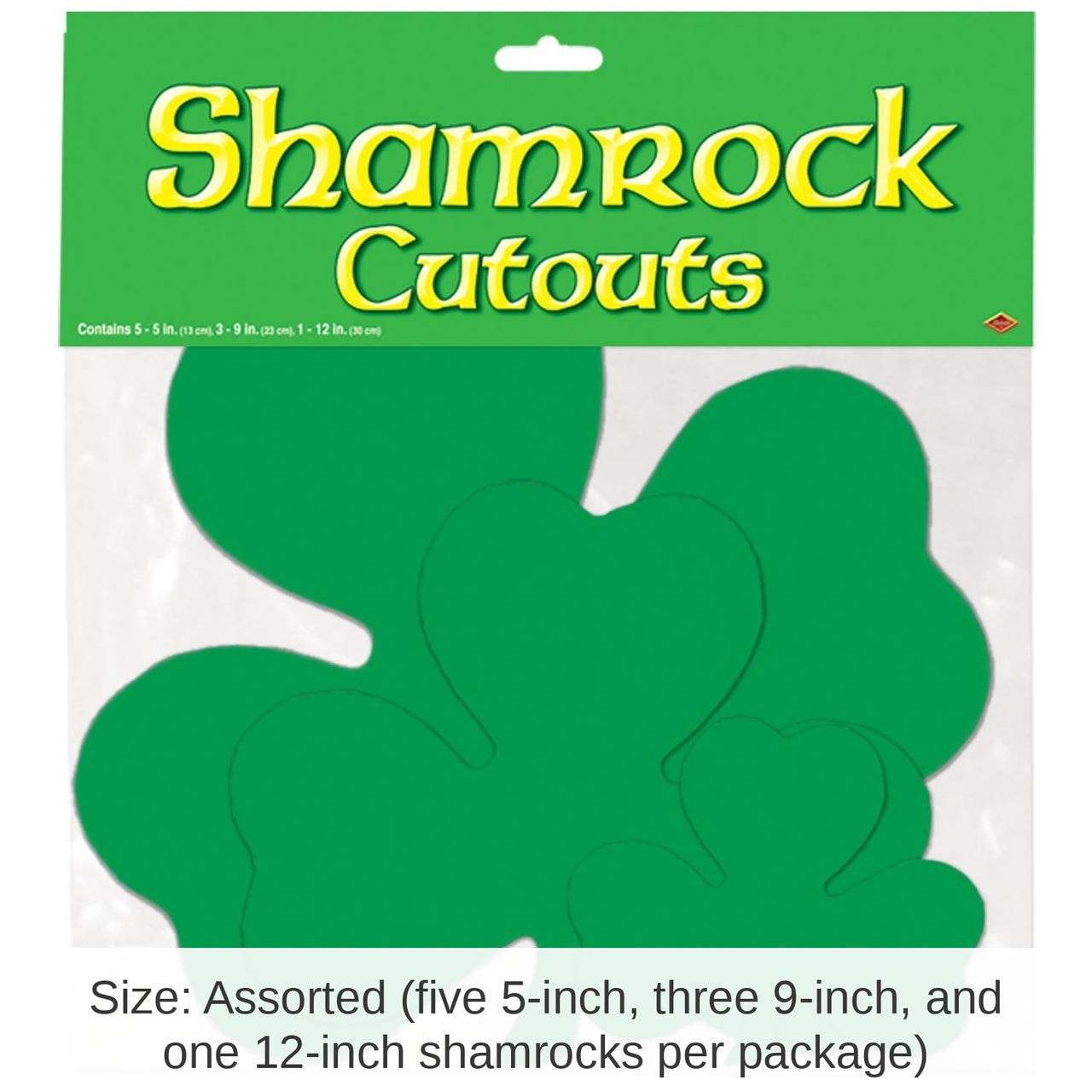 216 Piece Bulk St. Patrick's Day Packaged Printed Shamrock Cutouts