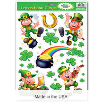 12 Pack Bulk St. Patrick's Day Leprechaun/Shamrock Cling Sheets