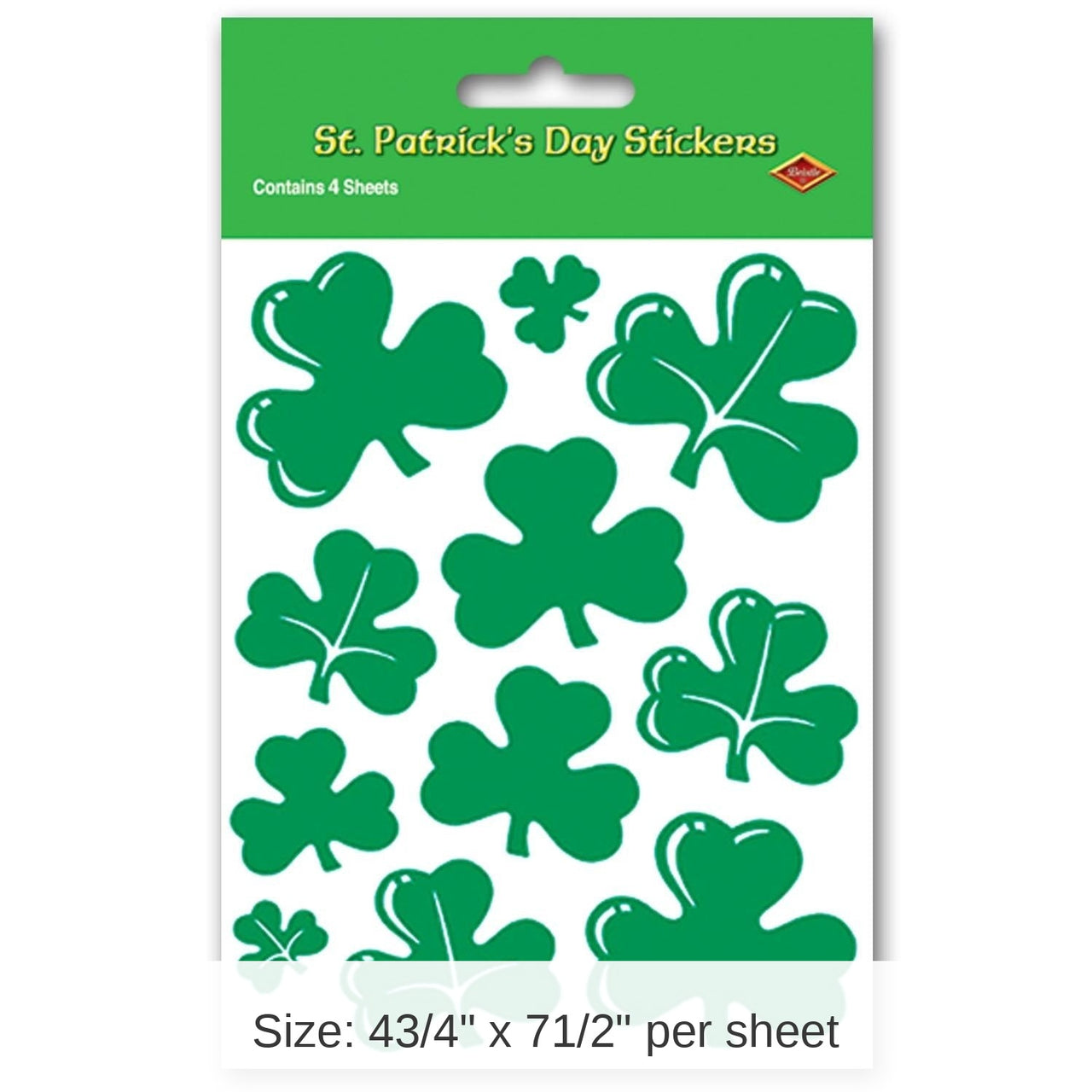 12 Packs Bulk St. Patrick's Day Shamrock Stickers 4/Pack