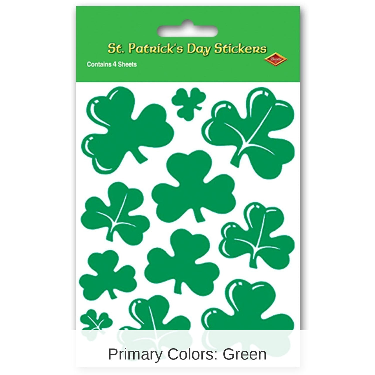 12 Packs Bulk St. Patrick's Day Shamrock Stickers 4/Pack