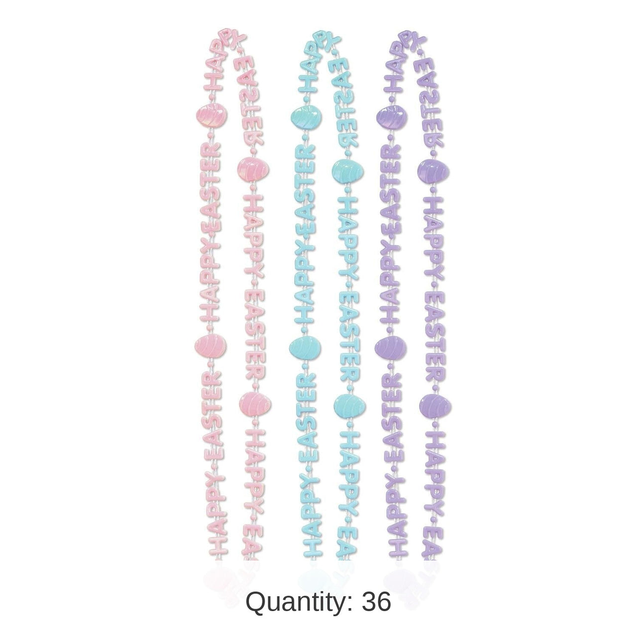 36 Pack Bulk Happy Easter Bead Necklaces
