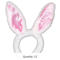 12 Pack Bulk Easter Plush Satin Bunny Ears