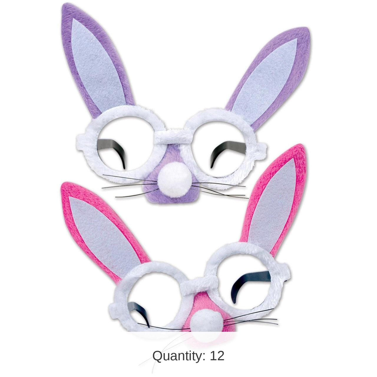 12 Pack Bulk Easter Plush Bunny Glasses