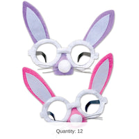 12 Pack Bulk Easter Plush Bunny Glasses