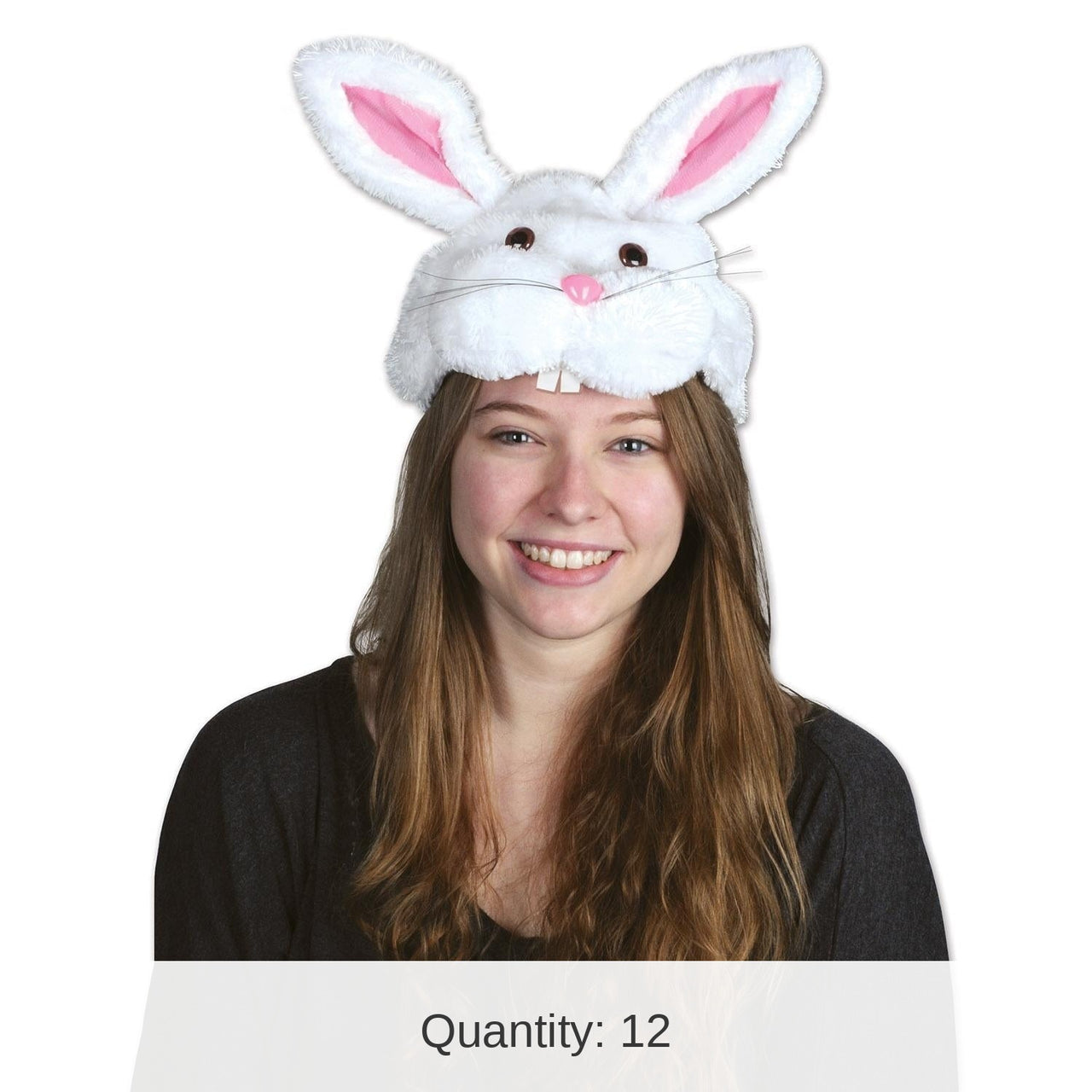 12 Pack Bulk Easter Plush Bunny Head Hat
