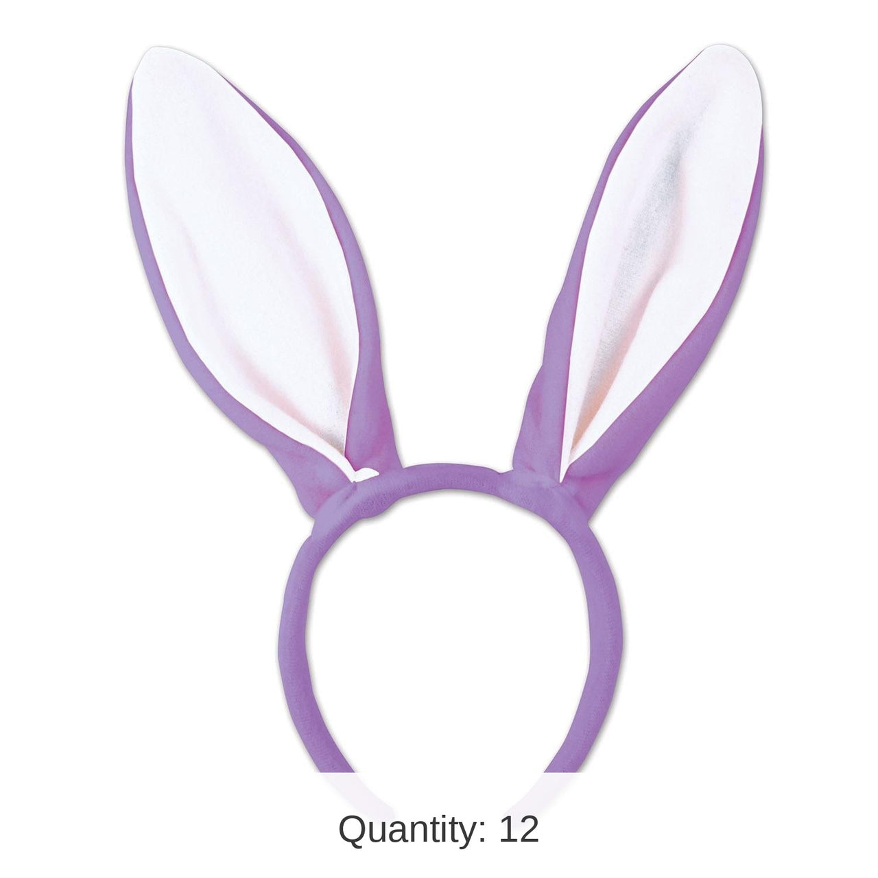 12 Pack Bulk Easter Soft-Touch Bunny Ears - lavender/white