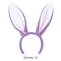 12 Pack Bulk Easter Soft-Touch Bunny Ears - lavender/white