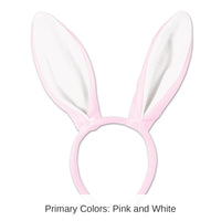 12 Pack Bulk Easter Soft-Touch Bunny Ears - pink/white